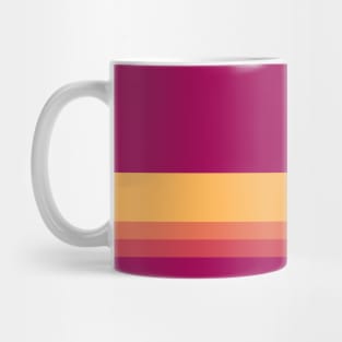 A beautiful unity of Licorice, Dark Fuchsia, Brick Red, Light Red Ochre and Pastel Orange stripes. Mug